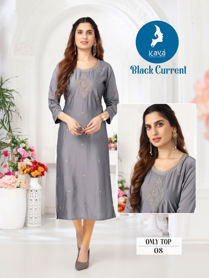 Black Current By Kaya Viscose Silk Kurti Wholesale Shop In Surat